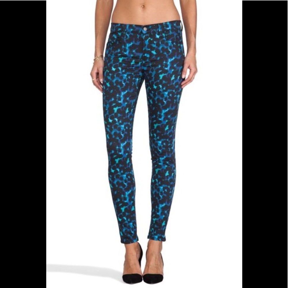 J Brand Snow Leopard Super Skinny Pants Mid-Rise